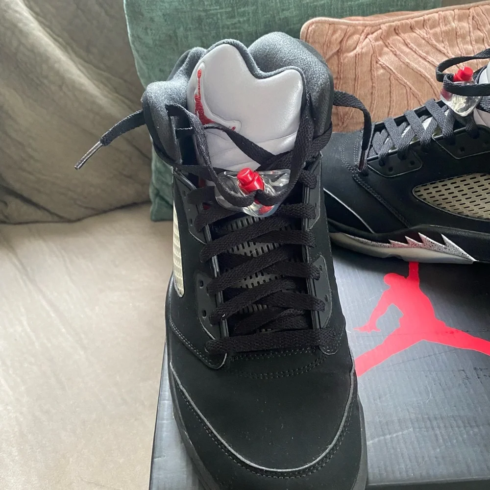 Jordan Men's Athletic Shoes in Black with Red Accents